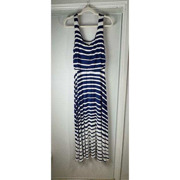 ATHLETA Blue White Maxi Long Stretch Soft Dress Size Large - Picture 5 of 5